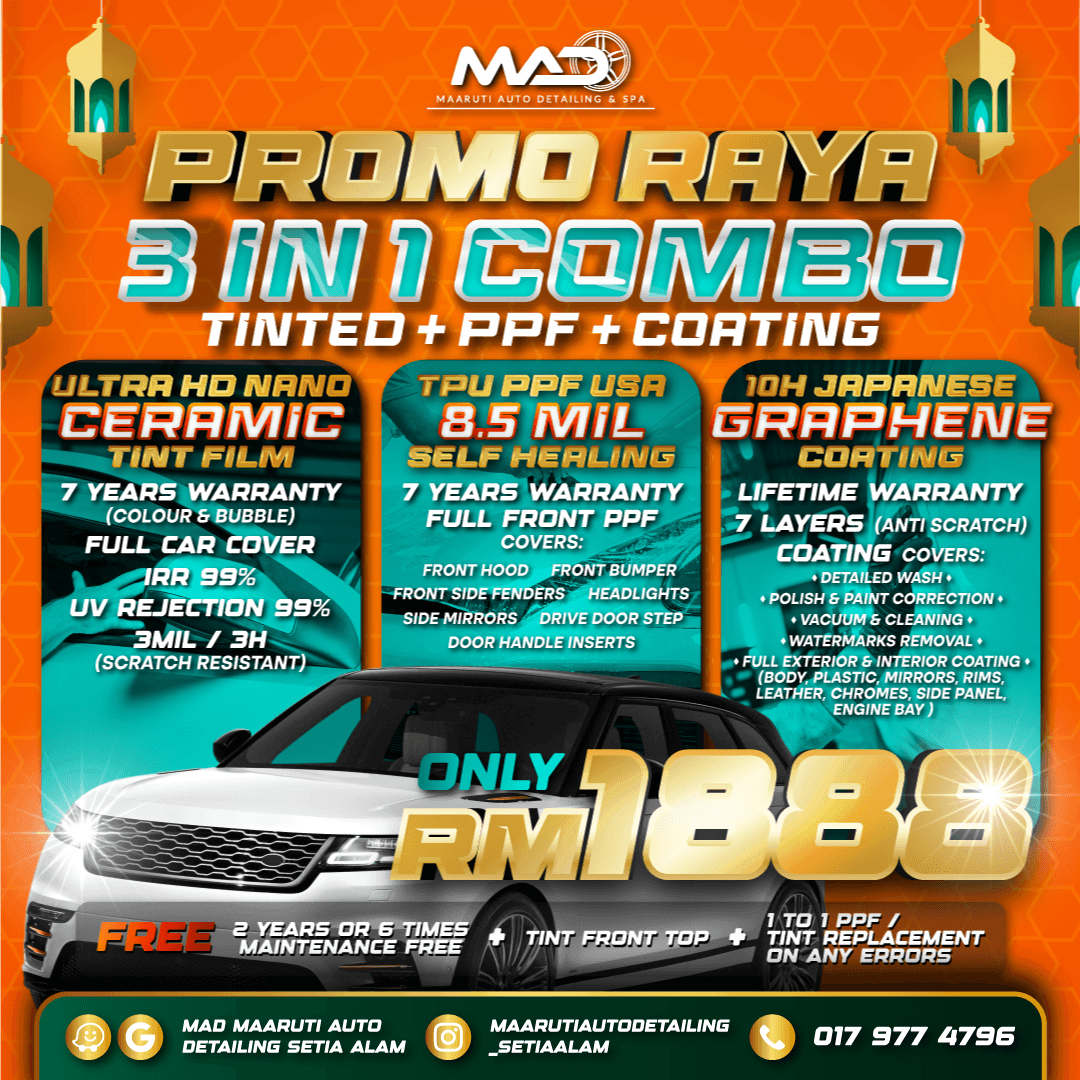 Combo 3 in 1 (Tinted + PPF + Coating)